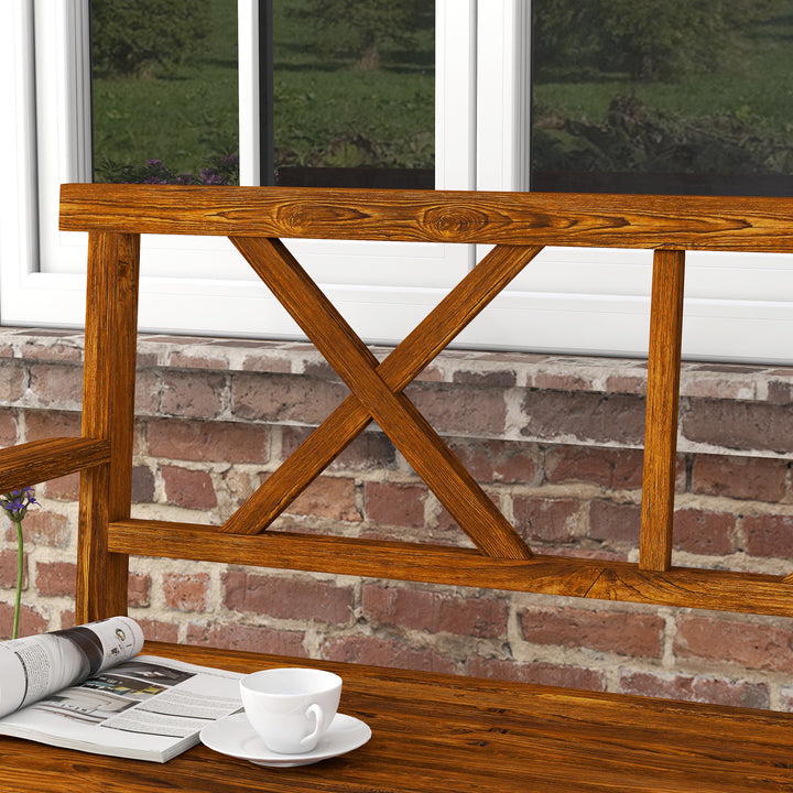 Two-Seater Fir Wood Bench, with Bottom Shelf - Natural