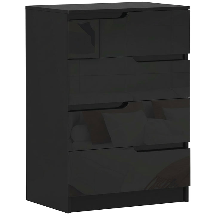 Chest of Four High Gloss Front Drawers - Black