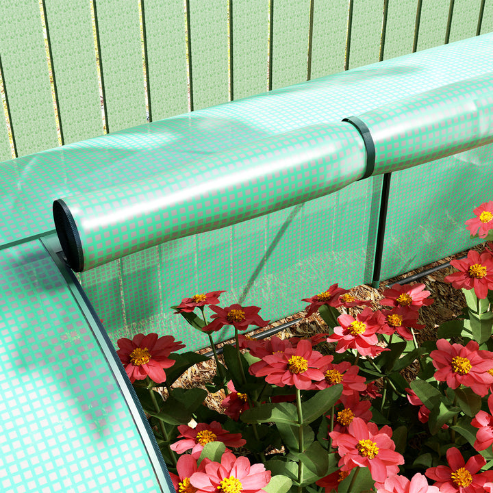 Mini Greenhouse, Small Polytunnel Green House with Zipped Doors, Steel Frame for Garden Backyard, 395 x 100 x 80cm, Green