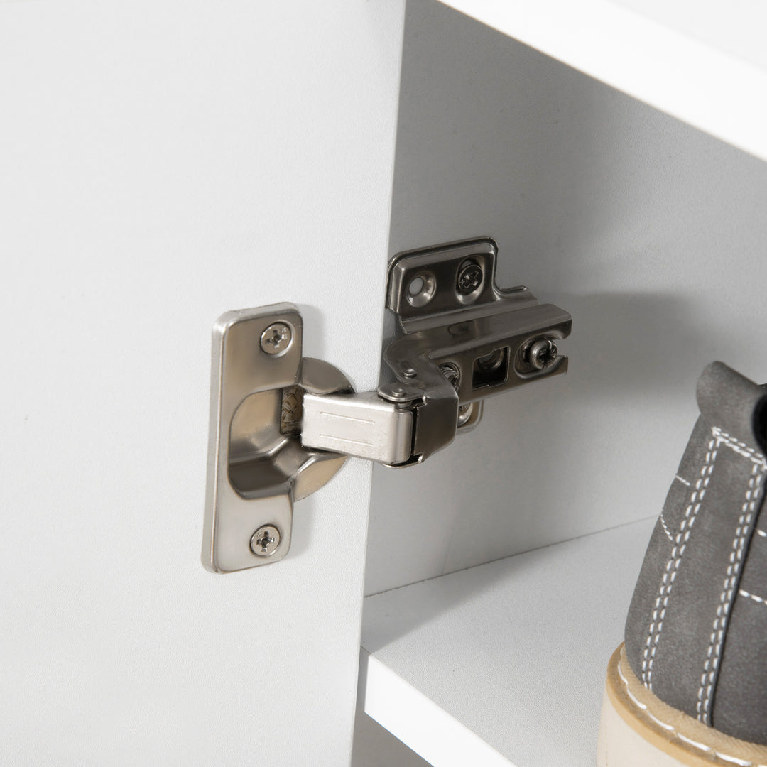 MCL Modern Shoe Cabinet Storage Organizer with Doors and Shelves for Hallway & Entryway, 60L x 30W x 92Hcm, White