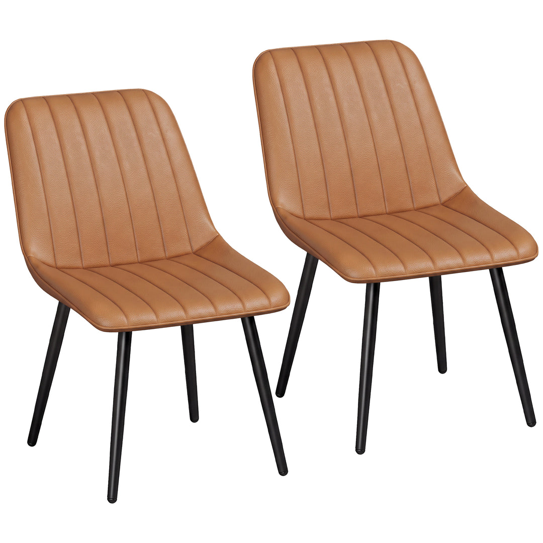 Faux Leather Upholstered Kitchen Chairs, Modern Dining Chairs Set of - Brown