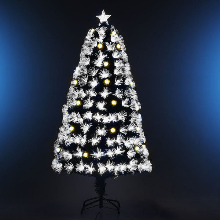 HOMCOM HOMCM 5ft White Light Artificial Christmas Tree w/ 180 LEDs Star Topper Tri-Base Full Bodied Seasonal Decoration Pre-Lit Home