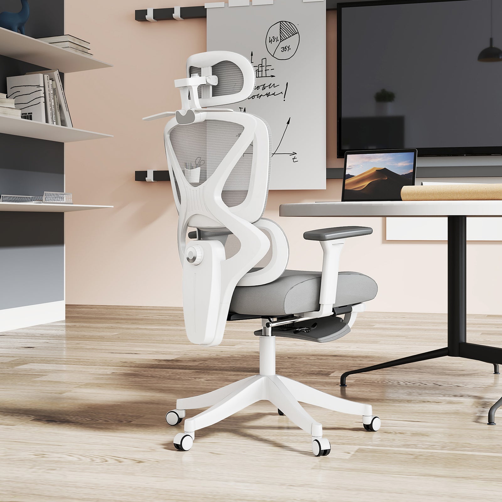 Ergonomic and Adjustable Office Chair - Grey