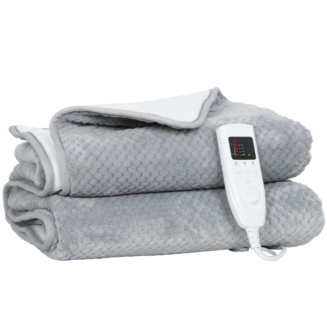 MCL Heated Electric Blanket, Warm Throw Blanket with 5 Heating Levels, 10 Hour Auto-Off Timer, Grey