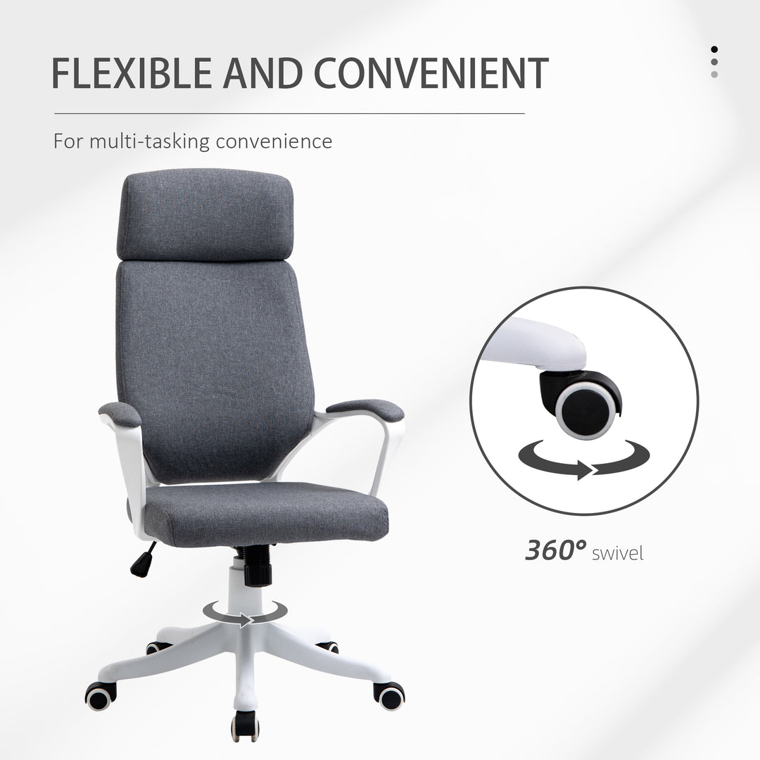 Office Chair, Ergonomic Desk Chair, High Back Study Chair with Headrest and Lumbar Back Support, Adjustable Height for Home and Work, Grey