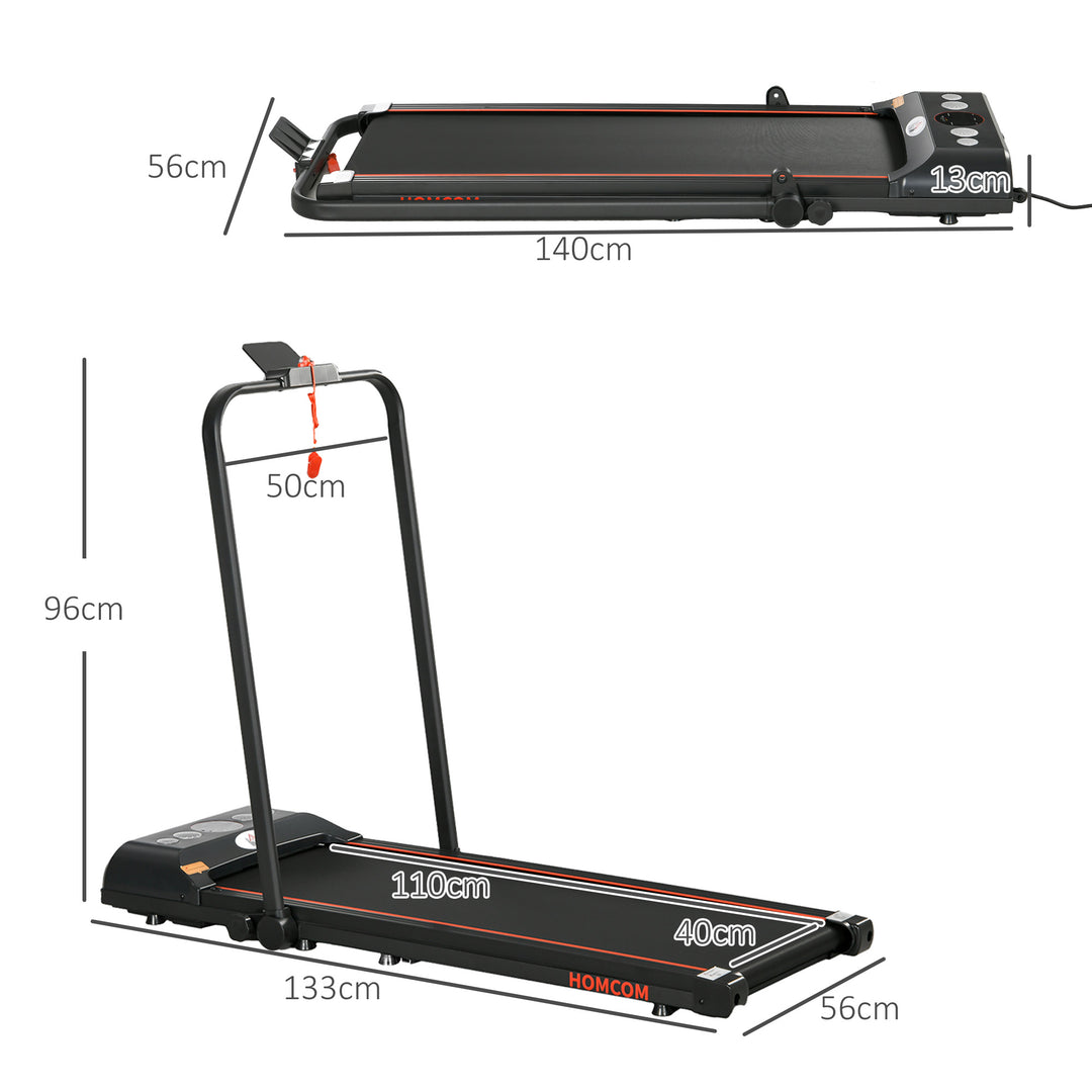MCL Foldable Walking Treadmill, with LED Display and Wheels, for Home, Office, Gym, Red