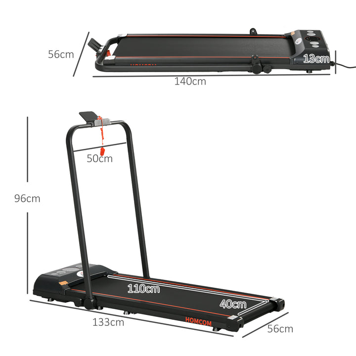 Foldable Walking Treadmill, with LED Display and Wheels, for Home, Office, Gym, Red