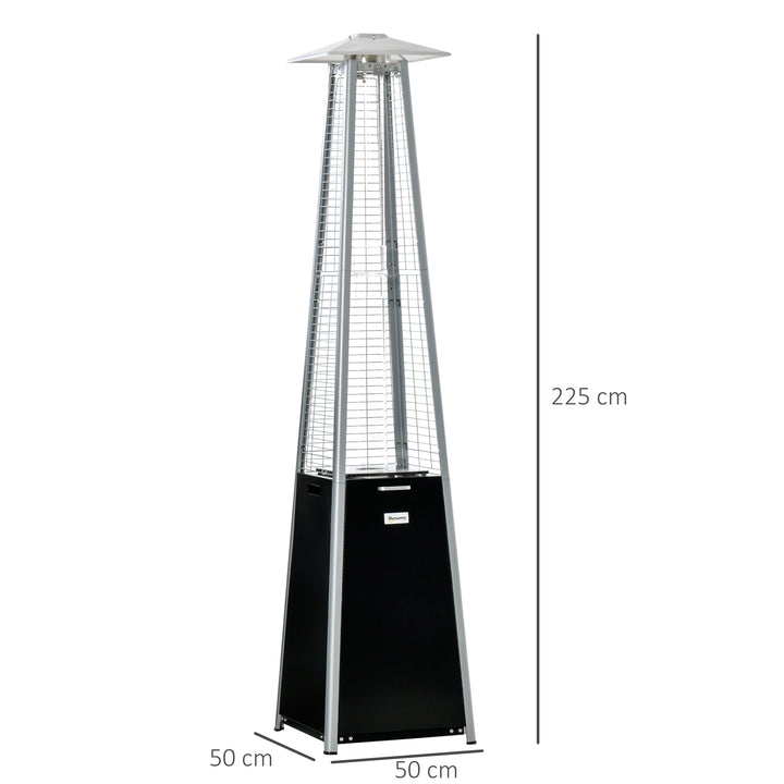 11.2KW Outdoor Patio Gas Heater Freestanding Pyramid Propane Heater Garden Tower Heater with Wheels, Dust Cover, Regulator and Hose, Black, 50 x 50 x 225cm