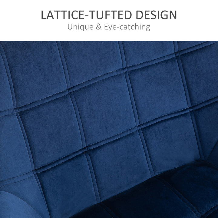 Armchair Accent Chair, Vanity Chair with Wide Arms, Slanted Back, Padding, Metal Frame, Wooden Legs, Home Bedroom Furniture Seating, Set of 2, Blue