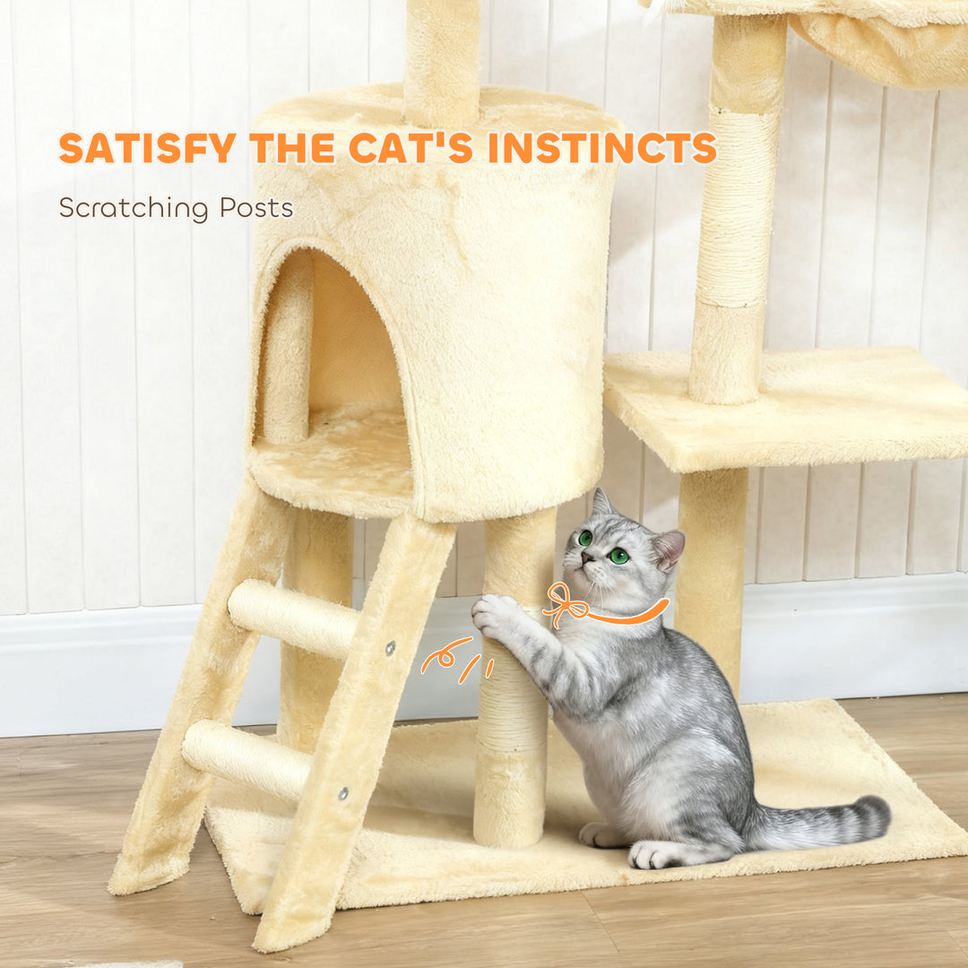 Multi-Level Cat Tower, 134cm Cat Tree with Condo and Sisal Scratching 