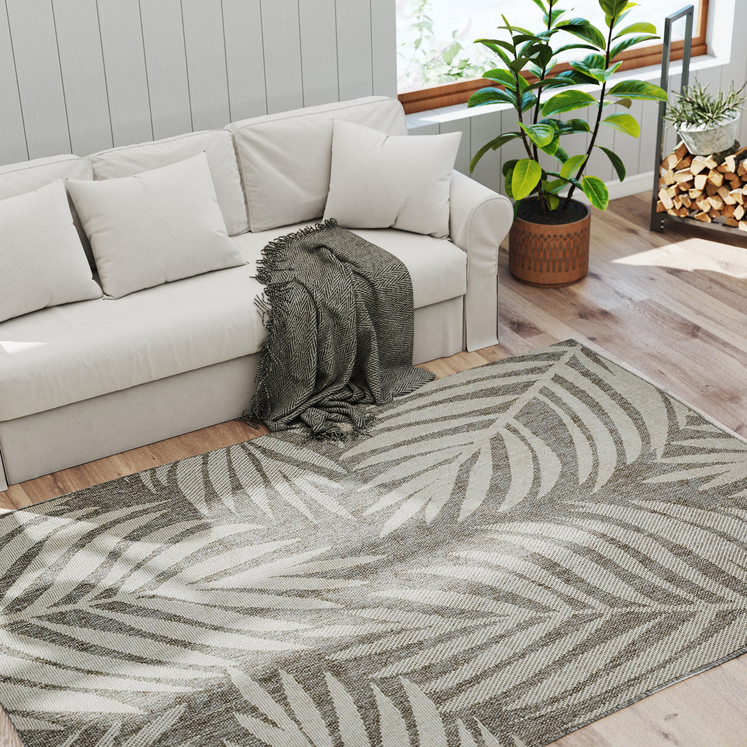 UV Resistant Indoor & Outdoor Area Rug, Easy-Cleaning Machine Washable Rug for Patio, Garden, Kitchen, Bathroom or Living Room, 230 x 160 cm, Grey