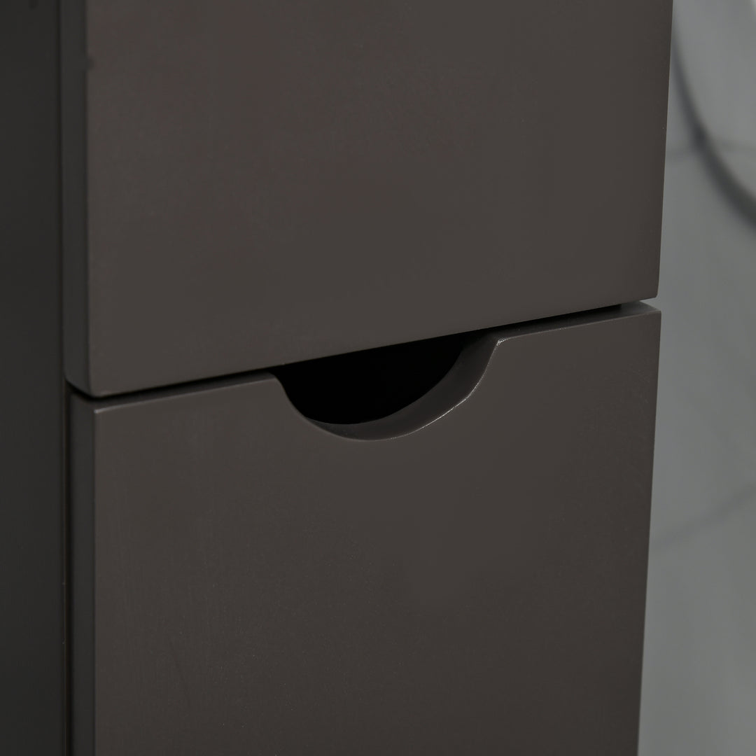 MCL Tall Bathroom Cabinet, Freestanding Bathroom Storage Cabinet with 2-Tier Shelf and Drawers, Narrow Cupboard Storage Unit, Brown