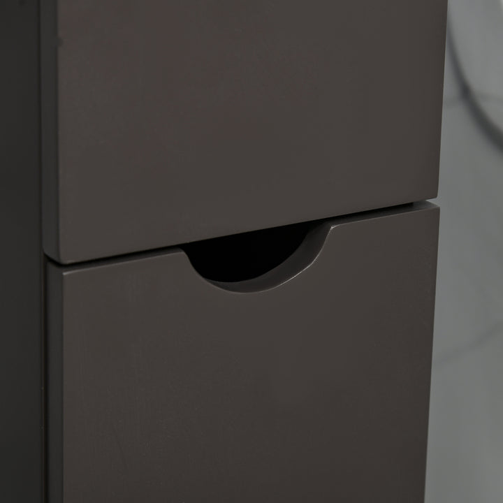 Tall Bathroom Cabinet, Freestanding Bathroom Storage Cabinet with 2-Tier Shelf and Drawers, Narrow Cupboard Storage Unit, Brown