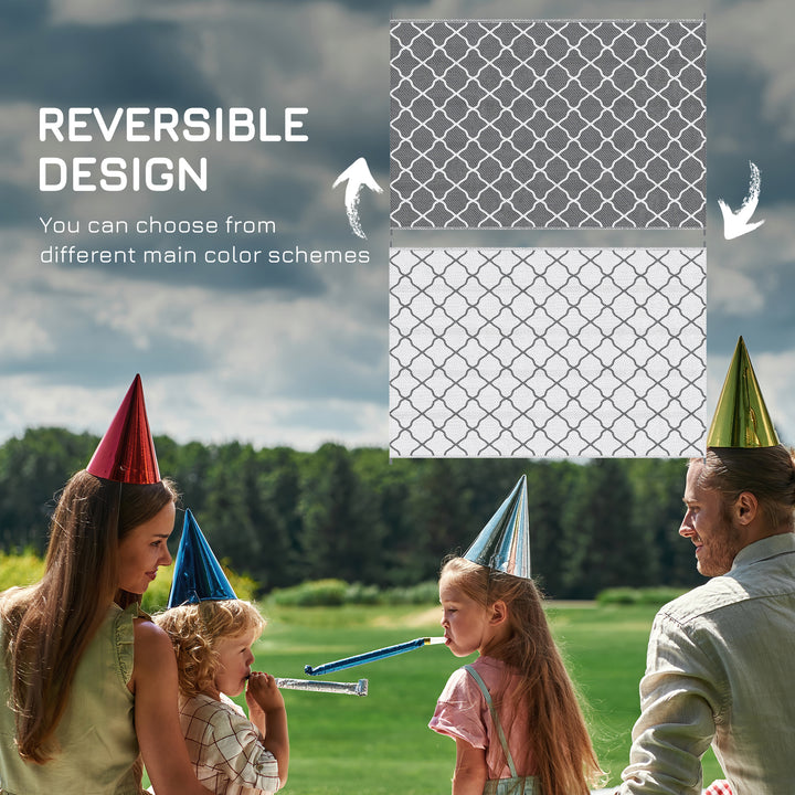 Reversible Outdoor Rug with Carry Bag, Waterproof Plastic Straw Mat for Garden, Deck, RV, Picnic, Beach, Camping, 182 x 274cm, Grey