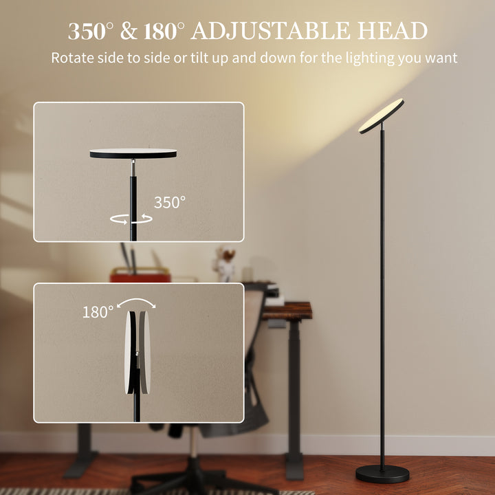 RGB Uplighter Floor Lamp, Tall Dimmable Standing Lamp with Remote &amp; Touch Control, 350° Rotatable Head for Living Room Bedroom, 2700K-6000K Colour Temperatures