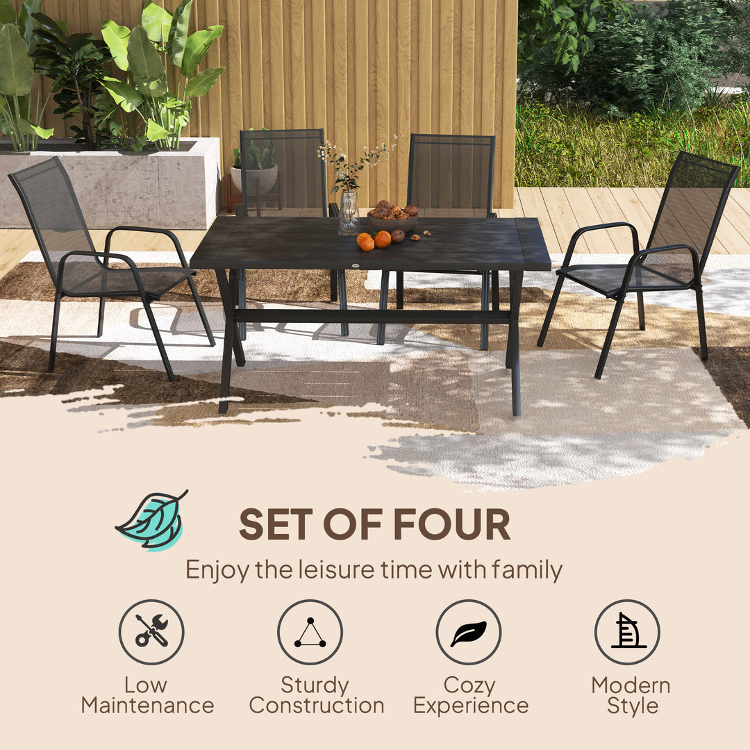 Set of Four Stackable Mesh Seat Chairs - Black