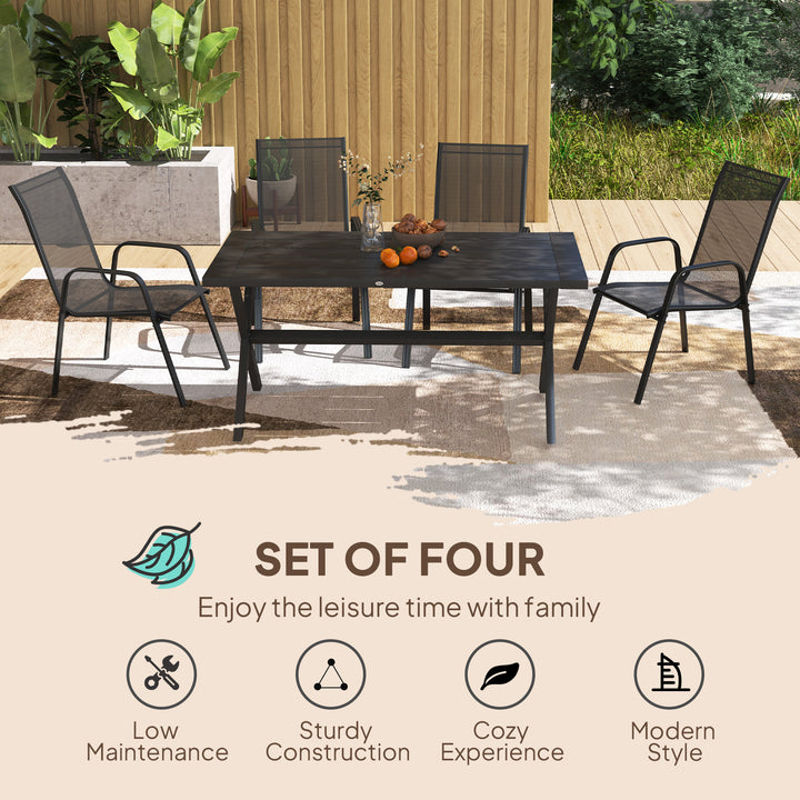 Set of Four Stackable Mesh Seat Chairs - Black