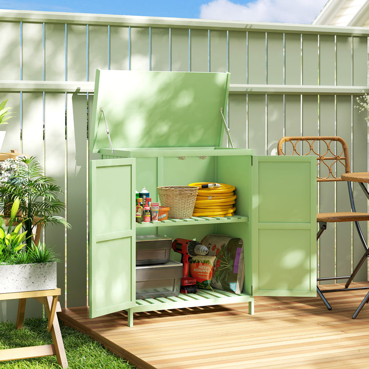Wooden Garden Shed, Garden Tool Storage Shed with Hinged Roof and Shel