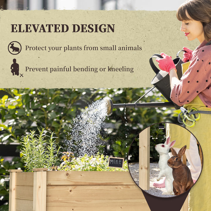 Garden Wooden Planters， Rectangular Raised Bed,Flower Box, Fir Wood Indoor/Outdoor, Oak Tone, 86L x 46W x 76Hcm