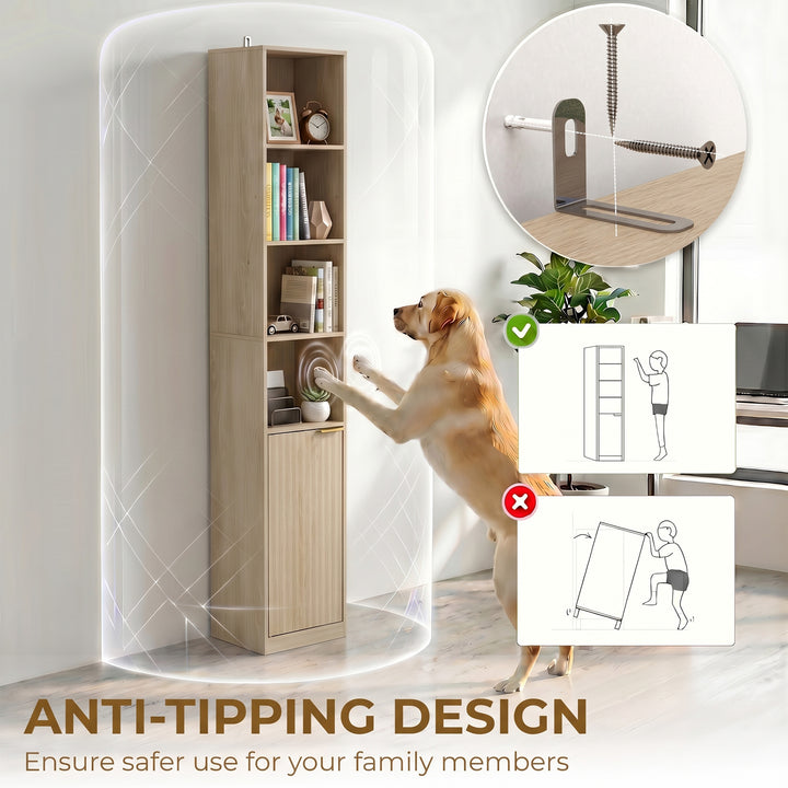 Bookcase Adjustable Shelf Bookshelf Anti-Tip Hardware 6-Tier Storage C