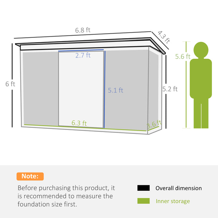 Outsunny 6.8 x 4.3ft Outdoor Garden Storage Shed, Tool Storage Box for Backyard, Patio and Lawn, Green
