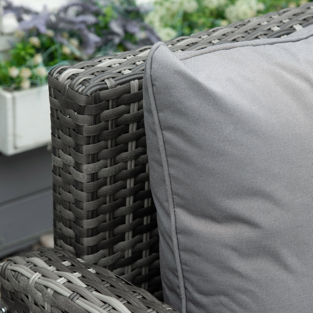 3 PCS PE Rattan Corner Dining Set Outdoor Garden Patio Sofa Table Furniture Set w/ Cushions Grey
