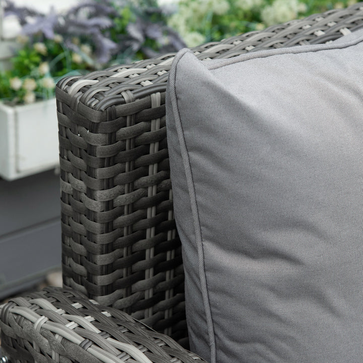 3 PCS PE Rattan Corner Dining Set Outdoor Garden Patio Sofa Table Furniture Set w/ Cushions Grey