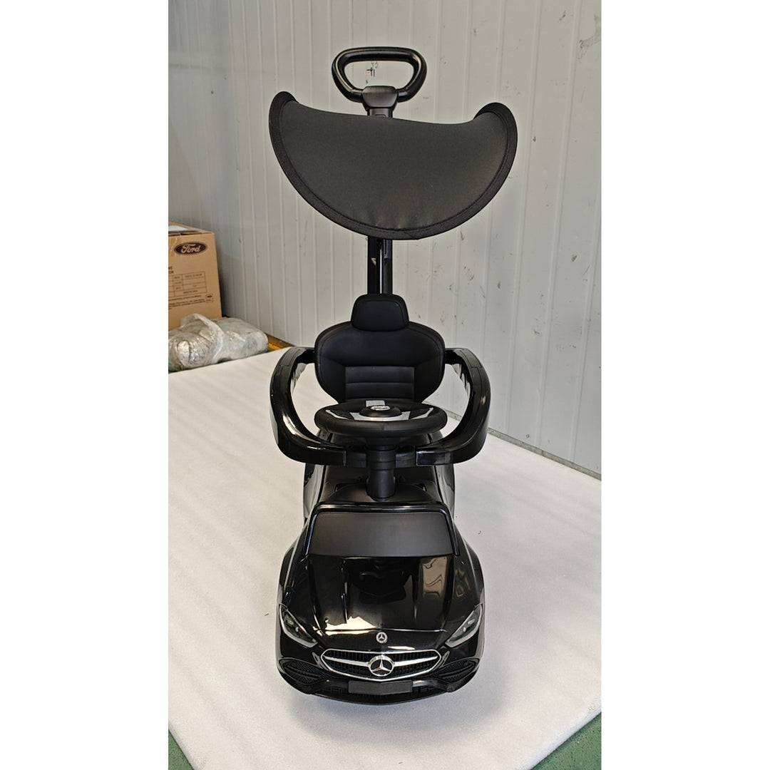 4 in 1 Licensed Benz Ride on Push Car with Handle, Canopy - view 3