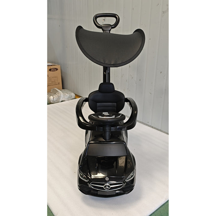 4 in 1 Licensed Benz Ride on Push Car with Handle, Canopy - view 3