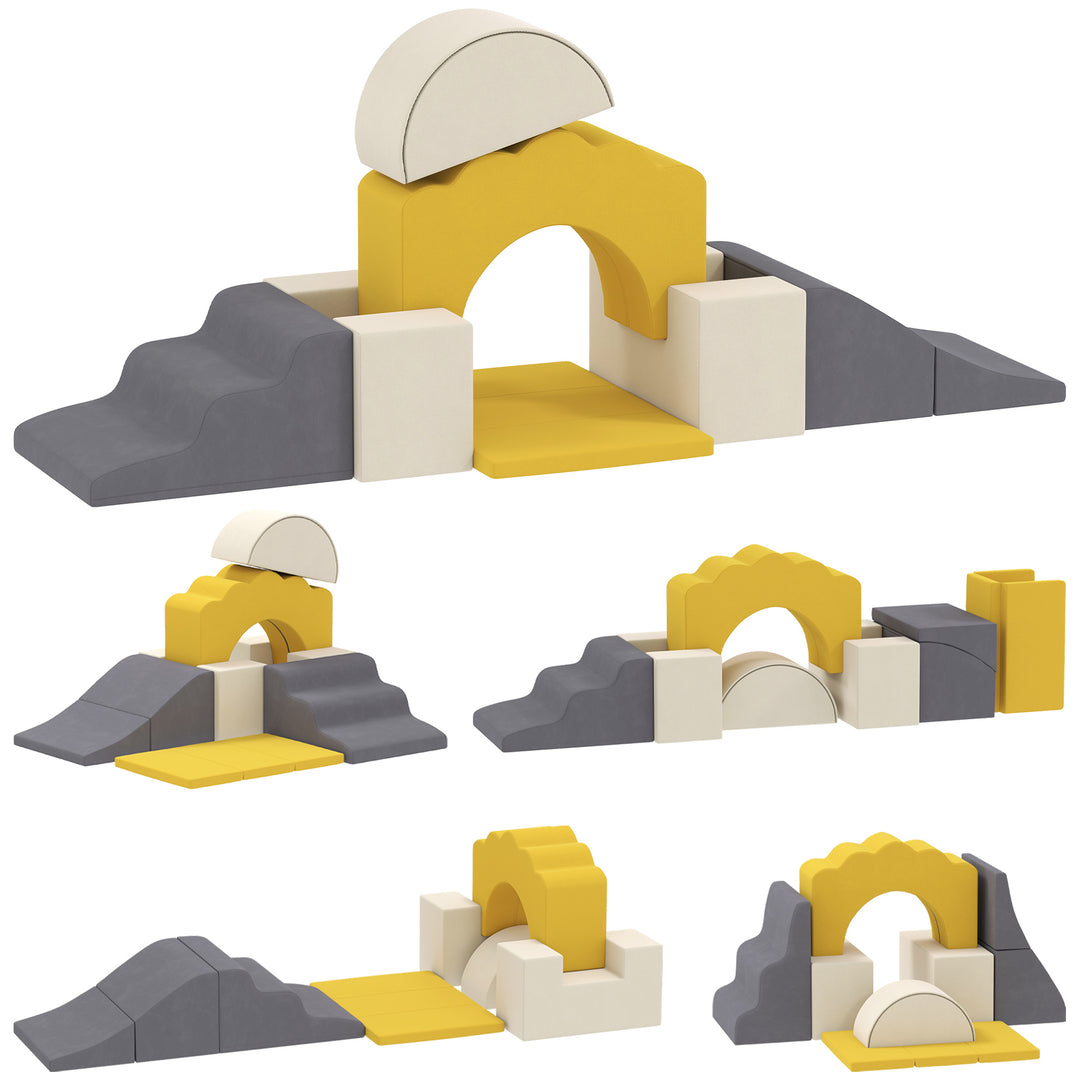 7 Piece Kids Soft Play Set with Detachable Cover, Baby Indoor Climb an