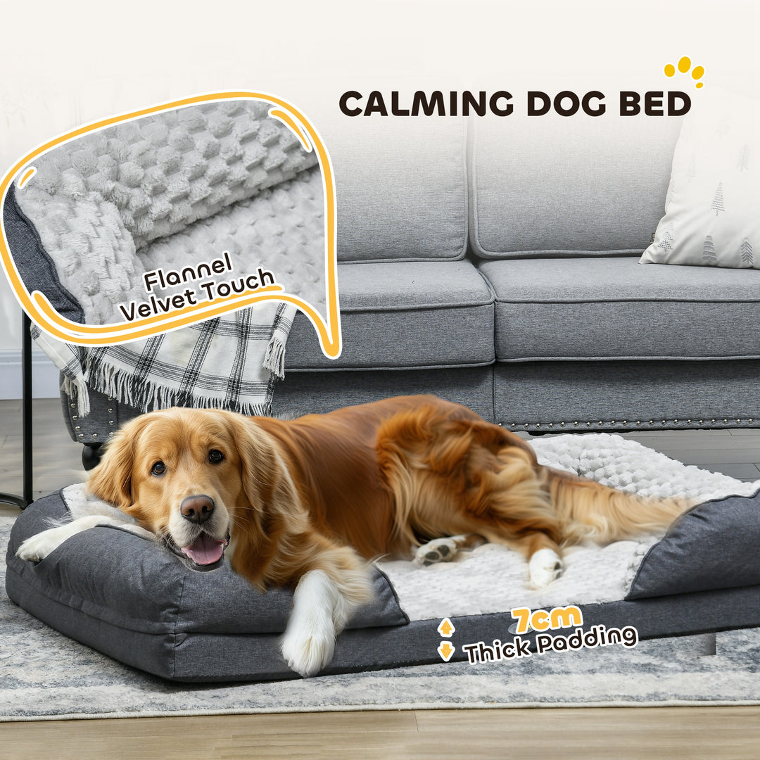 Calming Dog Bed Pet Mattress w/ Removable Cover, Anti-Slip Bottom, for Large Dogs, 120L x 80W x 22Hcm - Charcoal Grey
