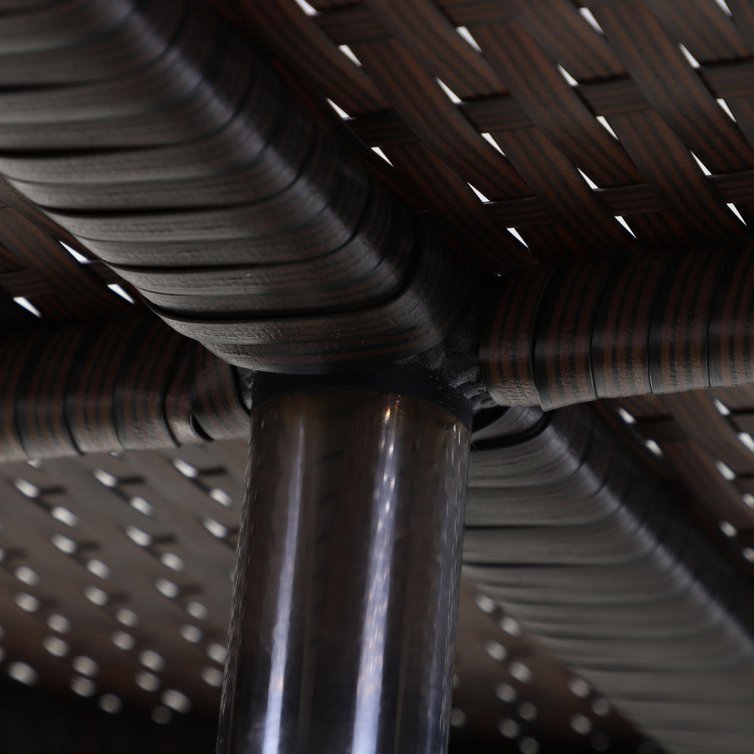 MCL PE Rattan Ice Bucket Table, Height Adjustable Liftable Outdoor Drinks Cooler, 52 cm Round Garden Beer Cocktail Table with Lid for Bar, Patio, Terrace, Brown