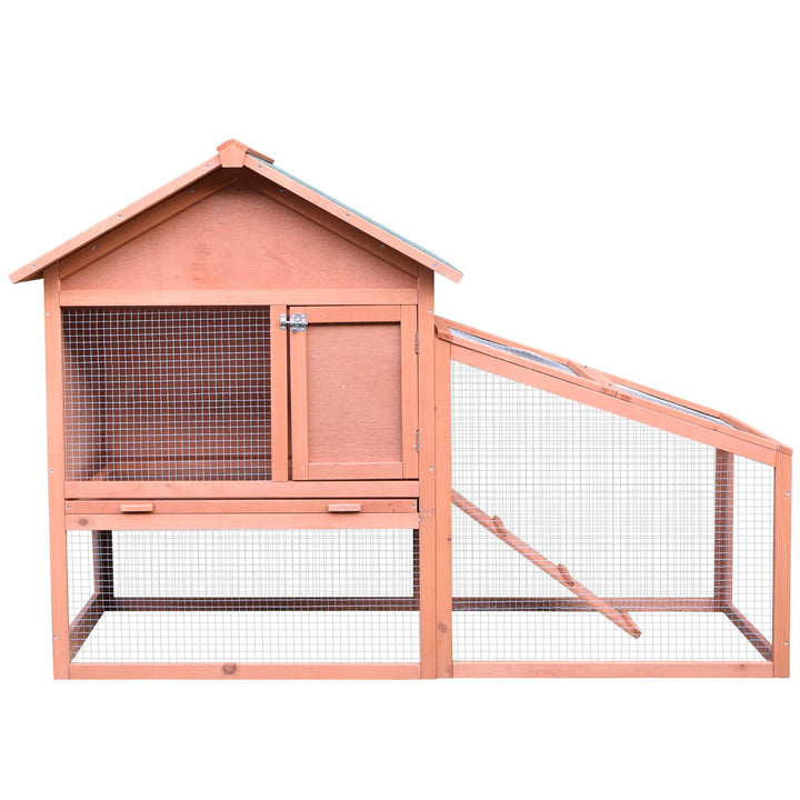 Small Animal Two-Level Fir Wood Guinea Pigs Hutches w/ Slide Out Tray Red/Brown