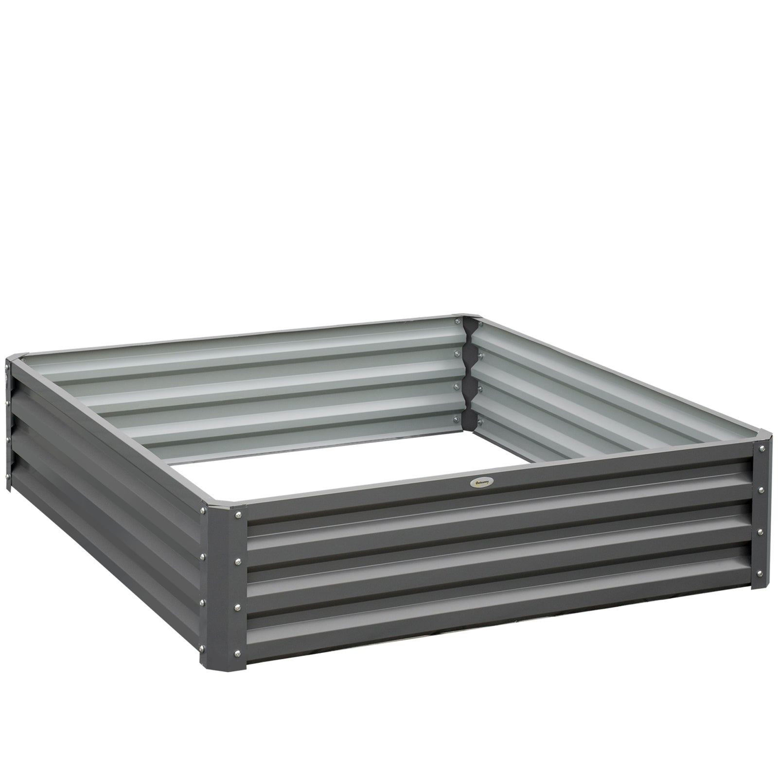 432L Square Raised Garden Bed Box Steel Frame for Vegetables, Flowers and Herbs, 120 x 120 x 30cm, Light Grey