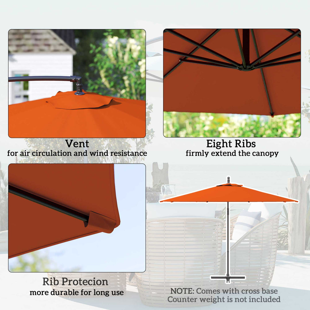 2.45m Overhanging Cantilever Parasol, with Cross Base - Orange