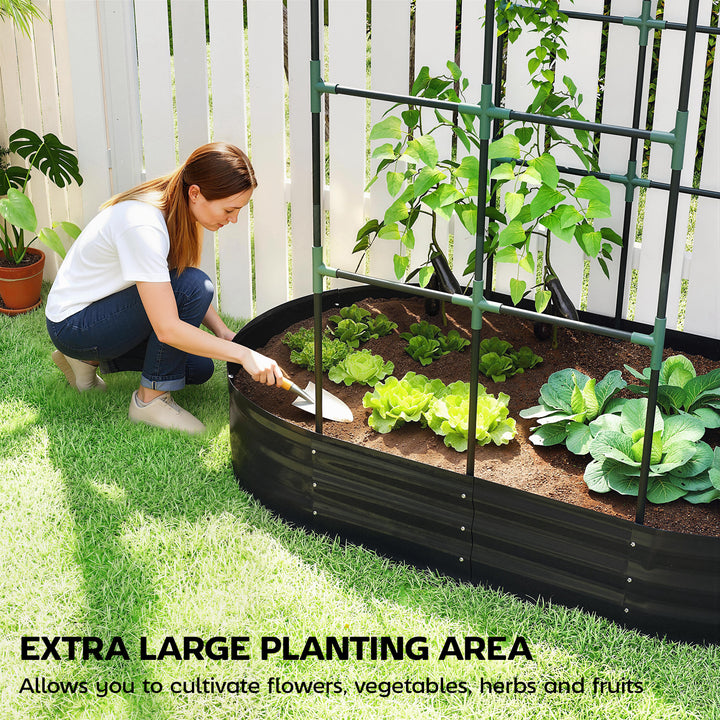 Galvanised Raised Garden Bed with Arched Trellis, 5 x 3 x 6ft Metal Ra
