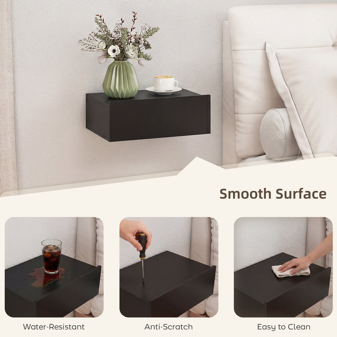 Floating Bedside Table Set of 2, Wall-Mounted Nightstand with Storage 