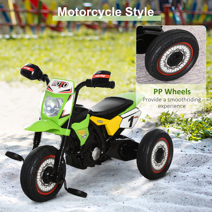 MCL Toddler Pedal Motorcycle Kids Ride On Tricycle Early Learning w/ Music Lights Handlebar Stickers Exercise Boys Girls Gift for Kids 18 - 36 Months Green