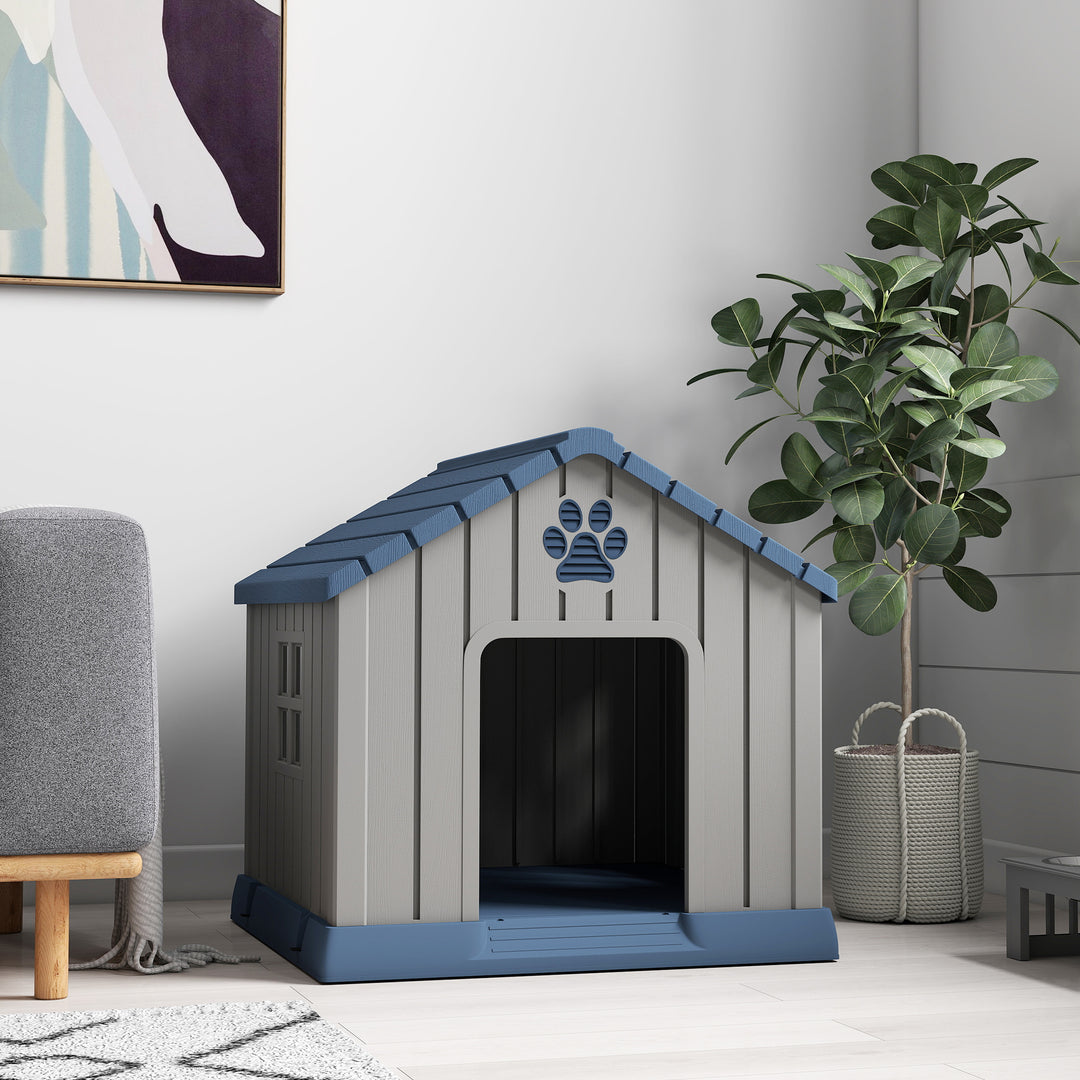 Dog Kennel Outdoor for Medium Dogs, Waterproof Plastic Dog House for Garden, Patio, 85 x 79 x 82 cm