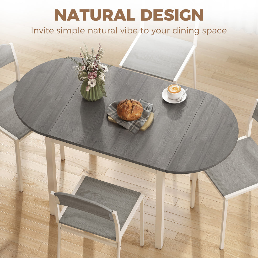 4-6 Person Wooden Drop-Leaf Table - Grey