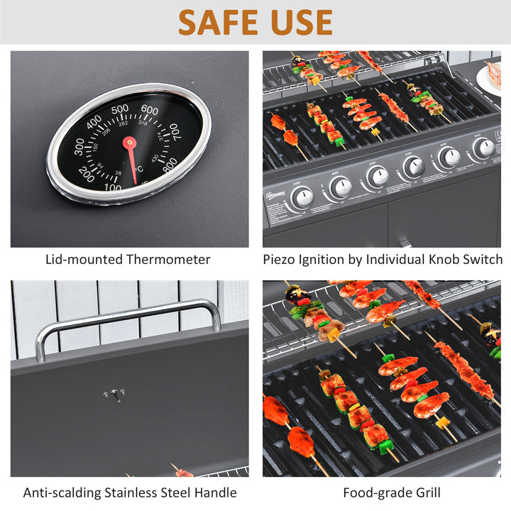 Seven-Burner Gas BBQ Grill - Grey