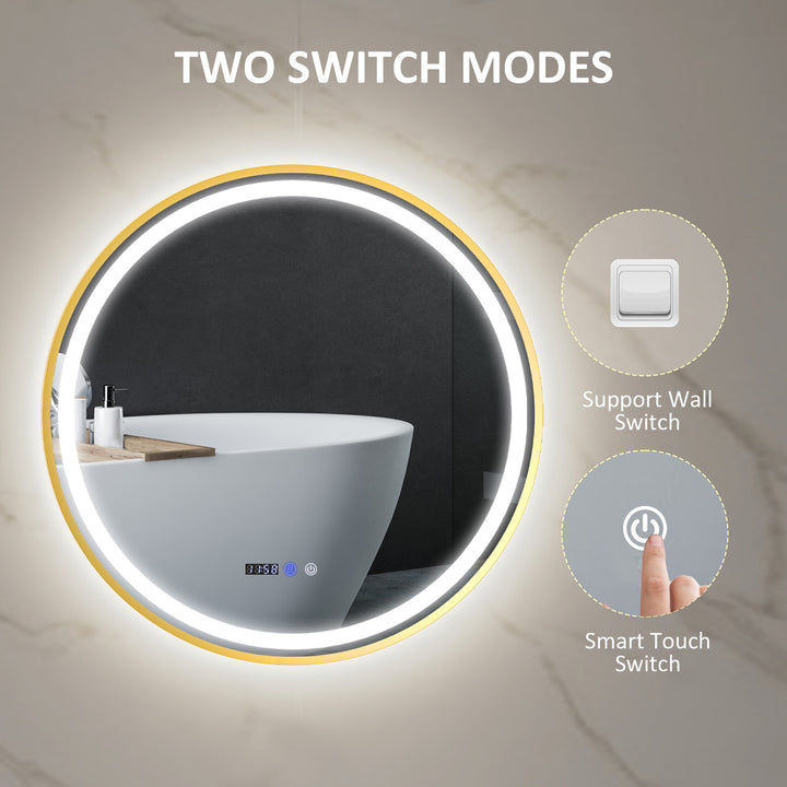 80cm Anti-Fog LED Bathroom Mirror - Gold Tone