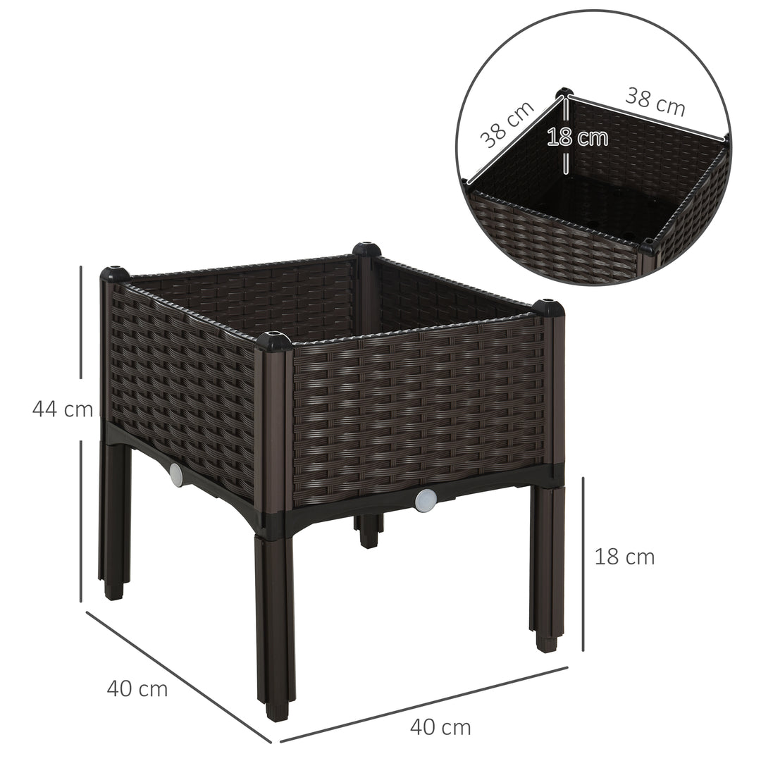 26L Garden Raised Bed Elevated Patio Flower Plant Planter Box PP Vegetables Planting Container, Brown