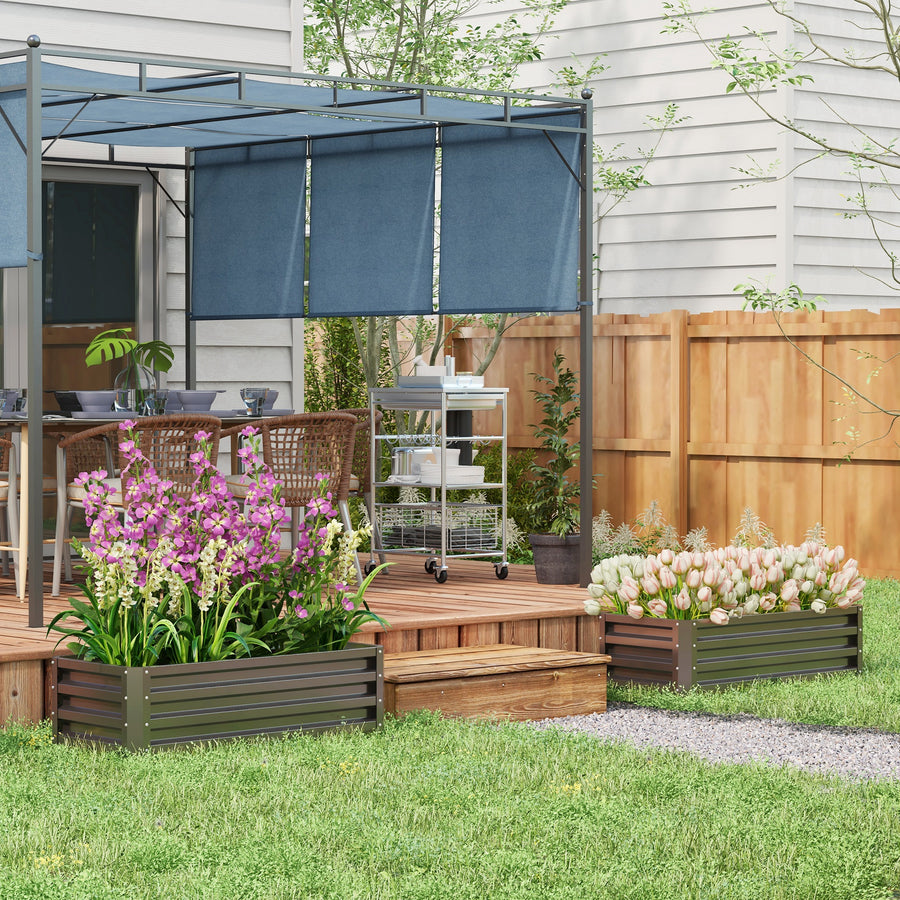 Set of Two 110 x 50cm Steel Planter Boxes - Dark Grey