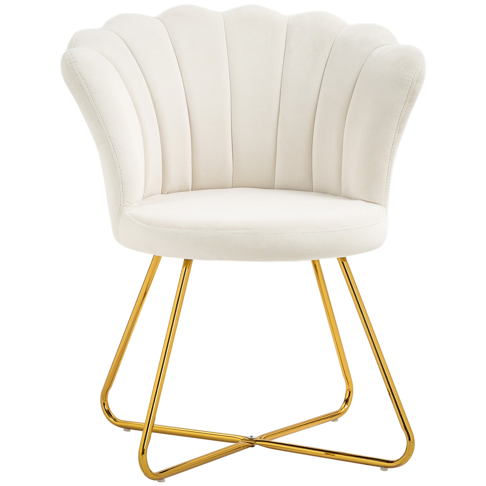Velvet-Feel Lotus Petal Accent Chair - Cream