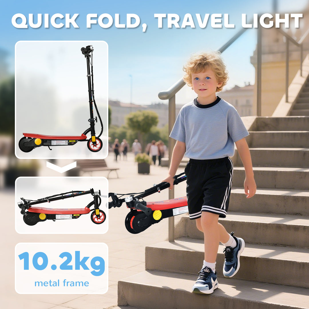 MCL Foldable Electric Scooter, with LED Headlights, for Ages 7-14 Years, Red