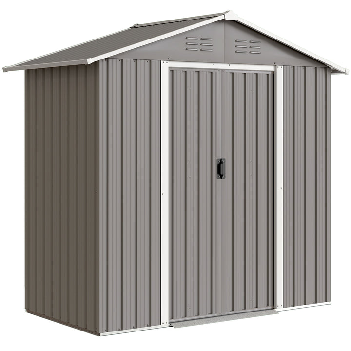 6.5 x 3.5ft Metal Garden Storage Shed - Light Grey