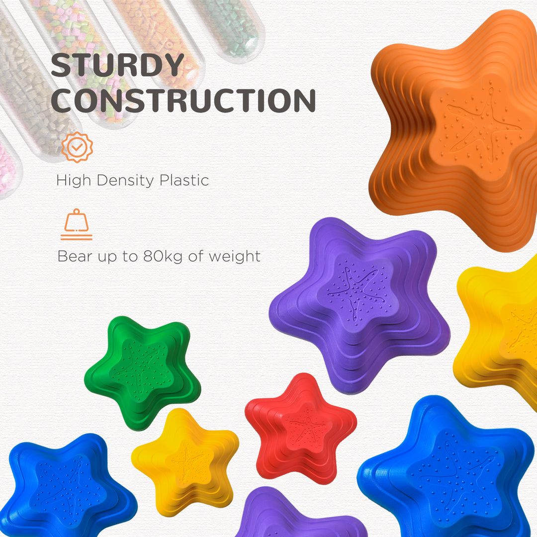 MCL Balance Stepping Stones Kids, 6-Piece Starfish Style Non-slip Obstacle Course, Stackable Balance Blocks, Garden Sensory Toys for Toddler 3-8 Years, Indoor Outdoor, Multicoloured