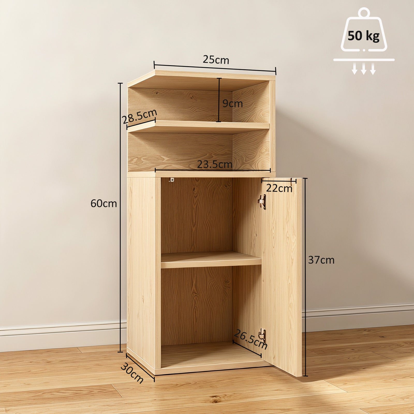 Slim Bedside Table Set of 2, Narrow Bedside Cabinet with Open Cubbies 