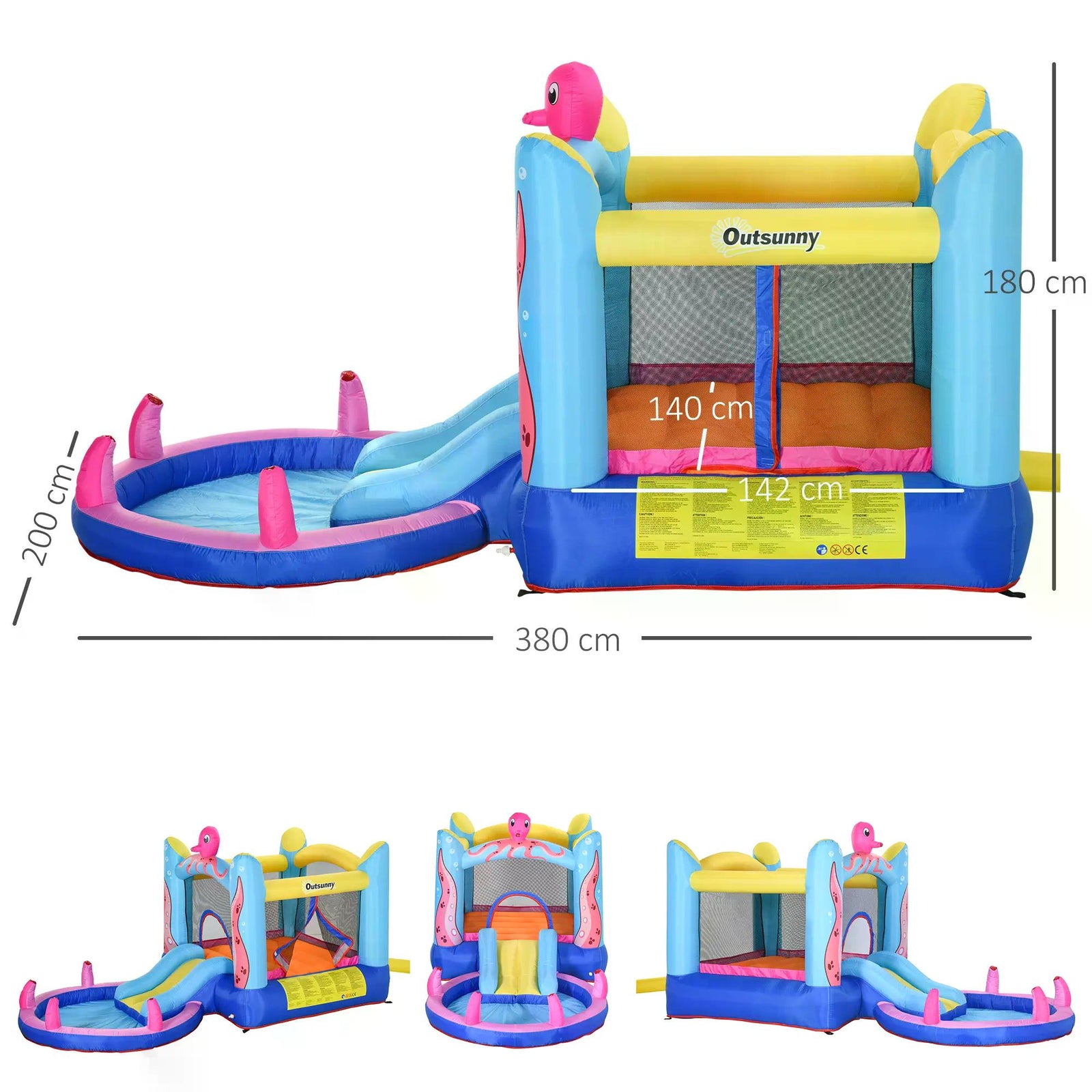 Bounce Castle Inflatable Trampoline Slide Pool Octopus Design 3.8 x 2 